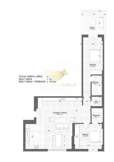 Apartament Herastrau 109 m2 utili  Terasa 11 m2 + Loc de parcare subteran  