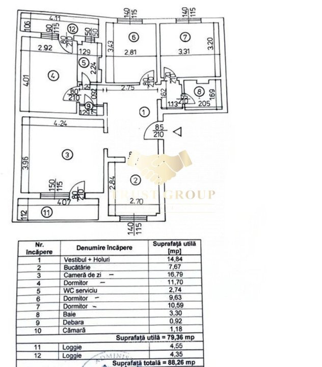Apartament 4 camere Victoriei etaj 1 bloc reabilitat + loc de parcare ADP
