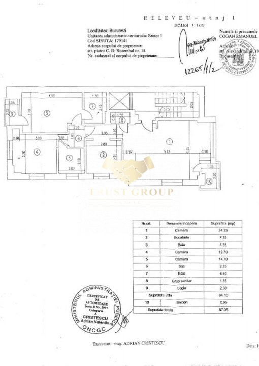 Apartament 3 camere Primăverii - Aviatorilor | Parcare inclusă | Lift 