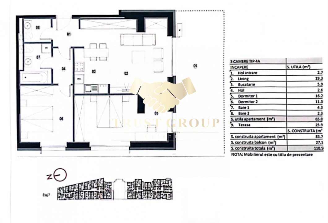 Apartament 3 camere Barbu Văcărescu-Floreasca - x2 parcari x2  boxe