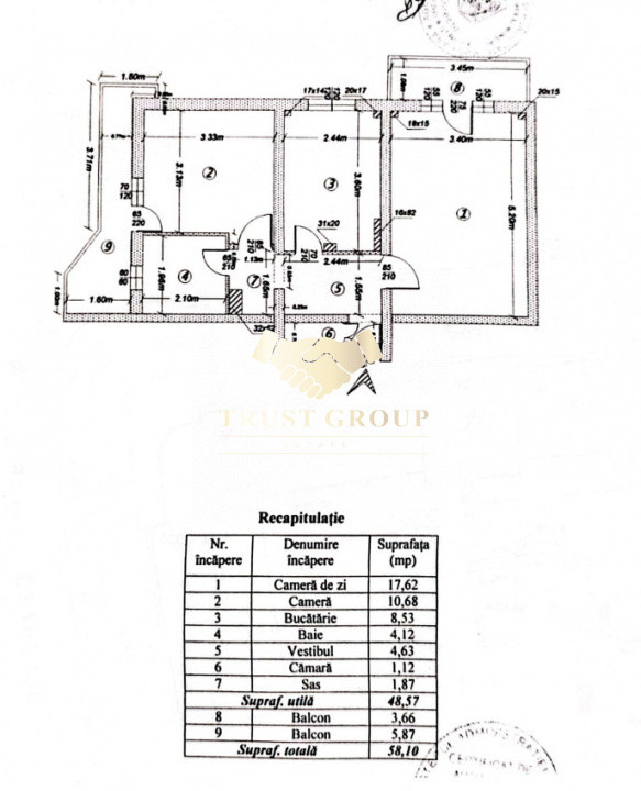 Apartament 2 camere, etaj 3/10, centrală proprie, 2 balcoane, bloc 1986
