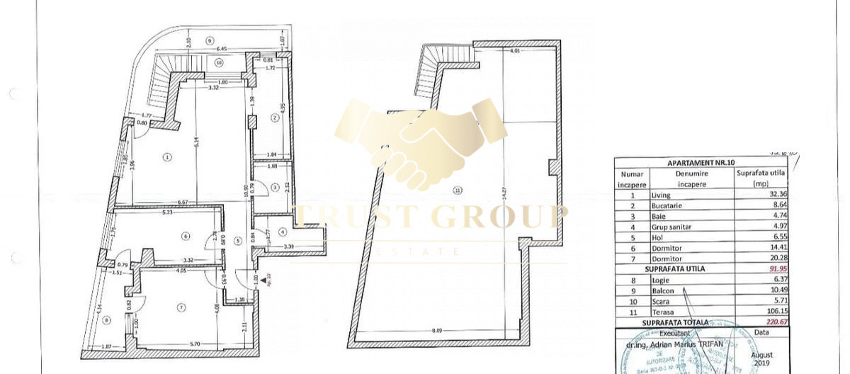 Penthouse 3 camere cu terasă panoramica