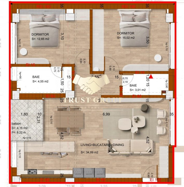 Apartament 3 camere bloc nou |   Domenii |