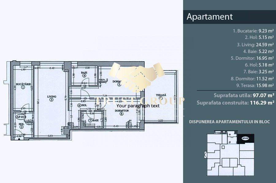 Apartament 3 camere Jandarmeriei