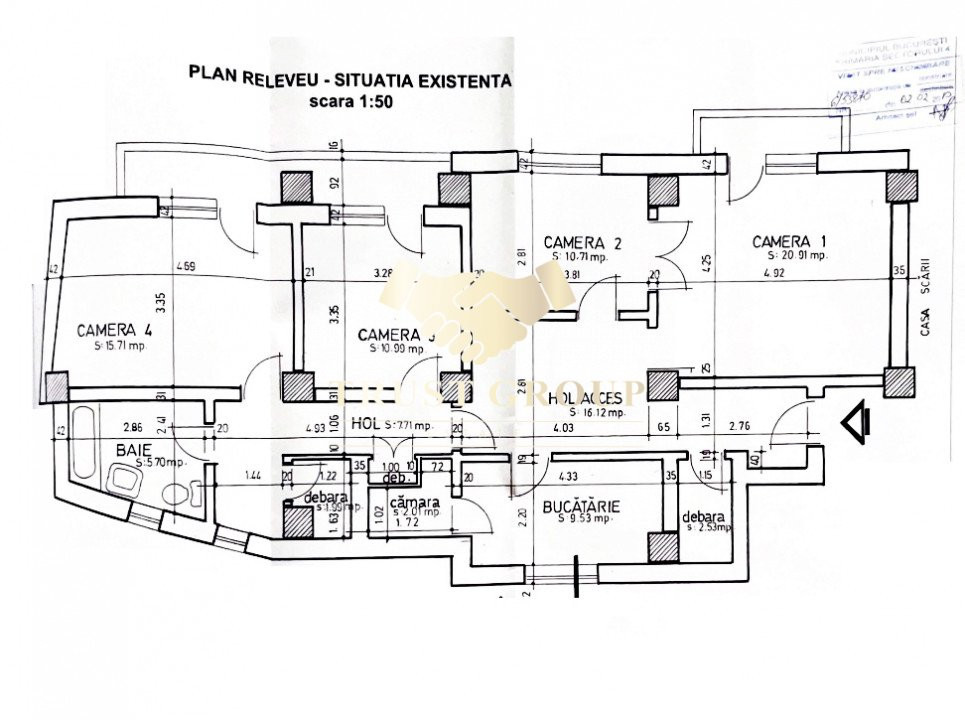 4 camere Piata Unirii 110mp etaj 4 din 9 bloc 1990