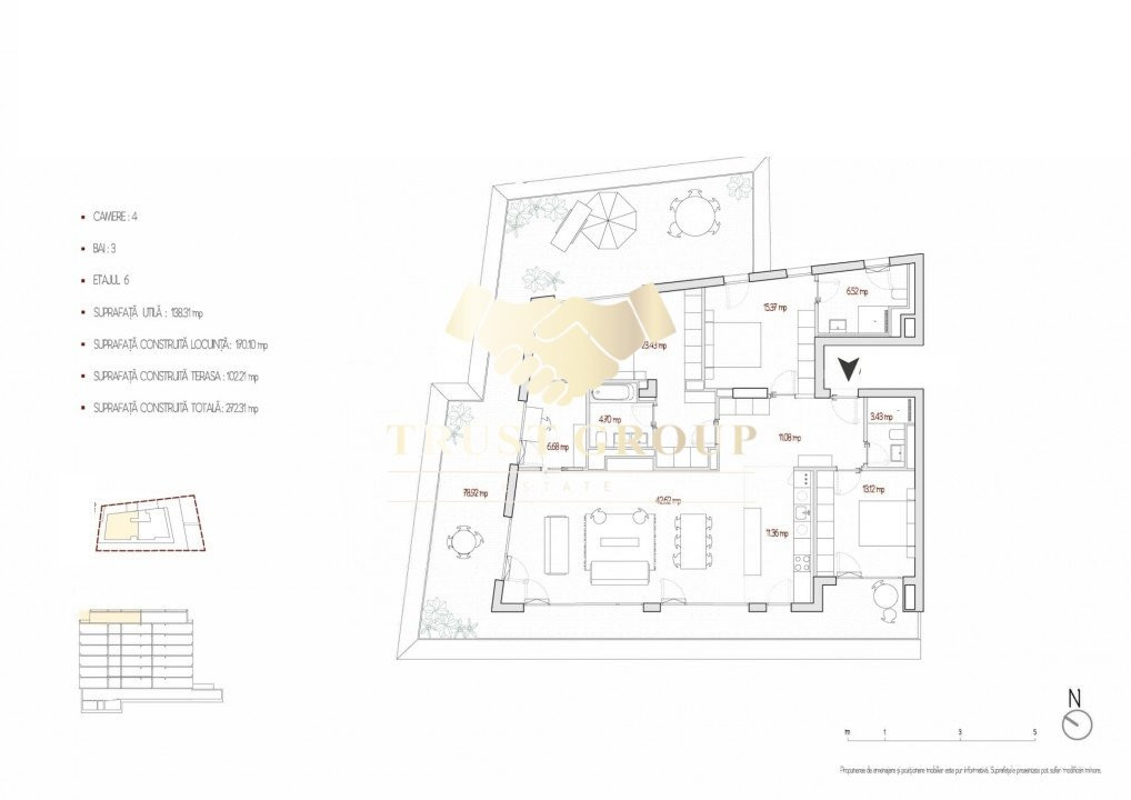 Apartament 5 camere Cismigiu | Tip Penthouse | Terasa de 102m2 |