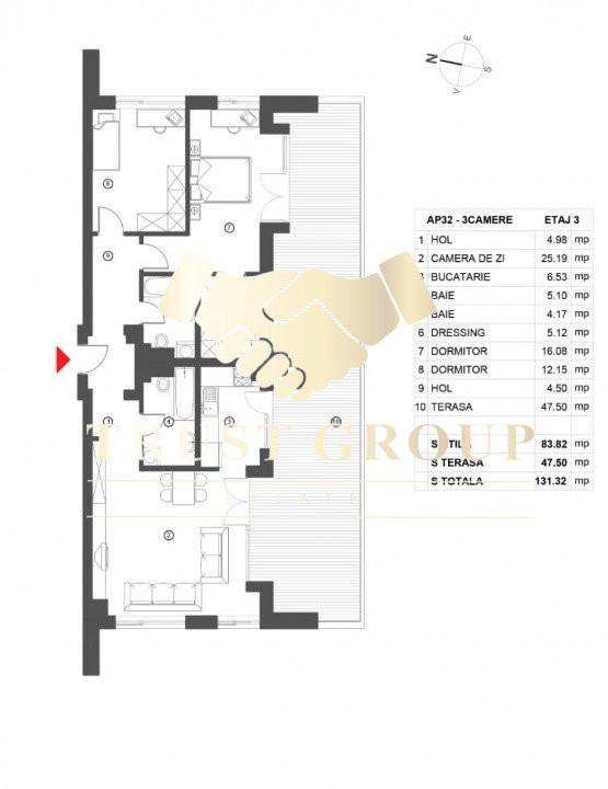 Apartament 3  Camere 83mp Herastrau + terasa 47mp