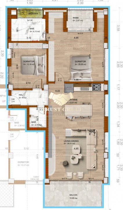 Apartament 3 camere cu terasa de 11mp |   Domenii |