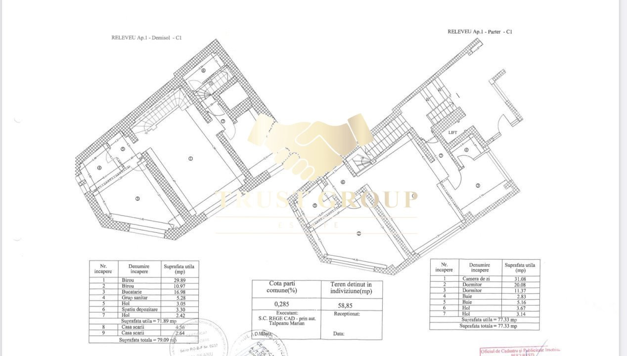 Apartament 6 camere tip duplex P+D -garaj inclus