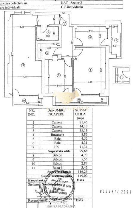 Apartament 3 camere etaj 1 + doua locuri de parcare si boxa incluse