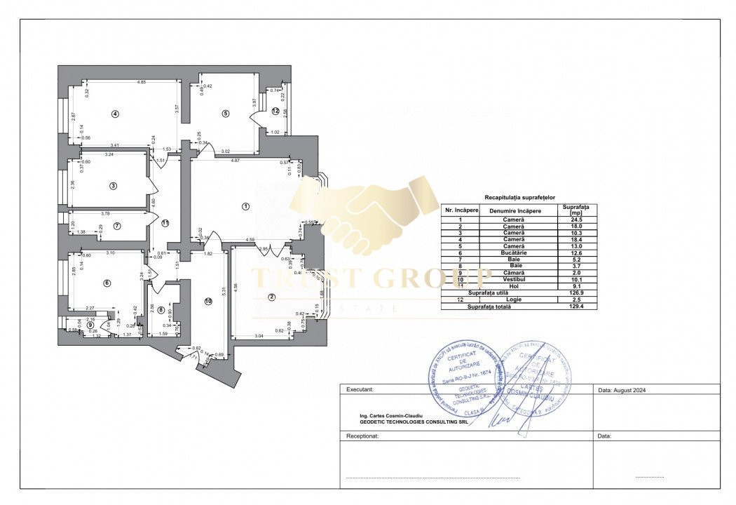 Apartament 5 camere in Piata Victoriei,bloc 1995