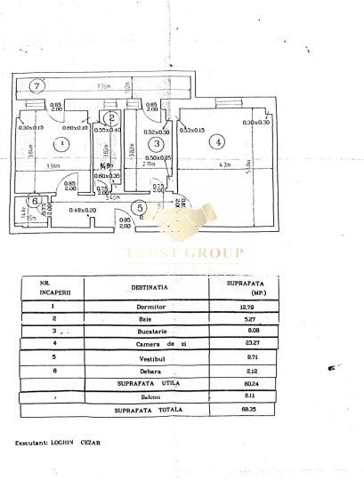  etaj 2 din 8 -68mp | decomandat | Apartament 2 camere Domenii