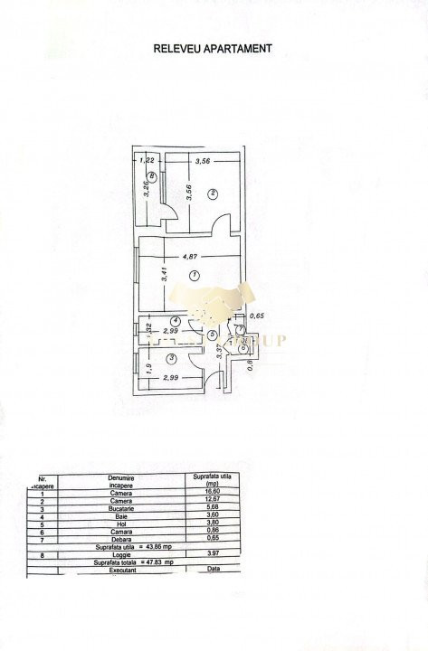 Universitate | Apartament 2 camere  | Fără risc seismic | 