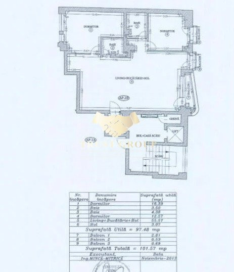  - etaj 2 din 6- centrala proprie - Apartament 3 camere bloc 2014
